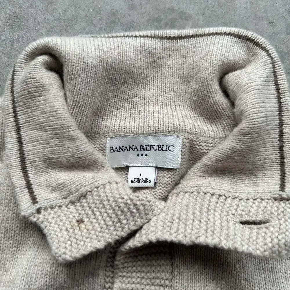 Banana Republic Men's Beige Knit Polo Sweater Size Large